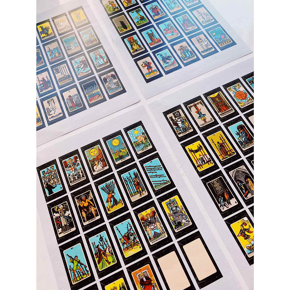 Комплект наклеек "Таро Артура Эдварда Уэйта", 4 комплекта по 80 карт-наклеек - 12