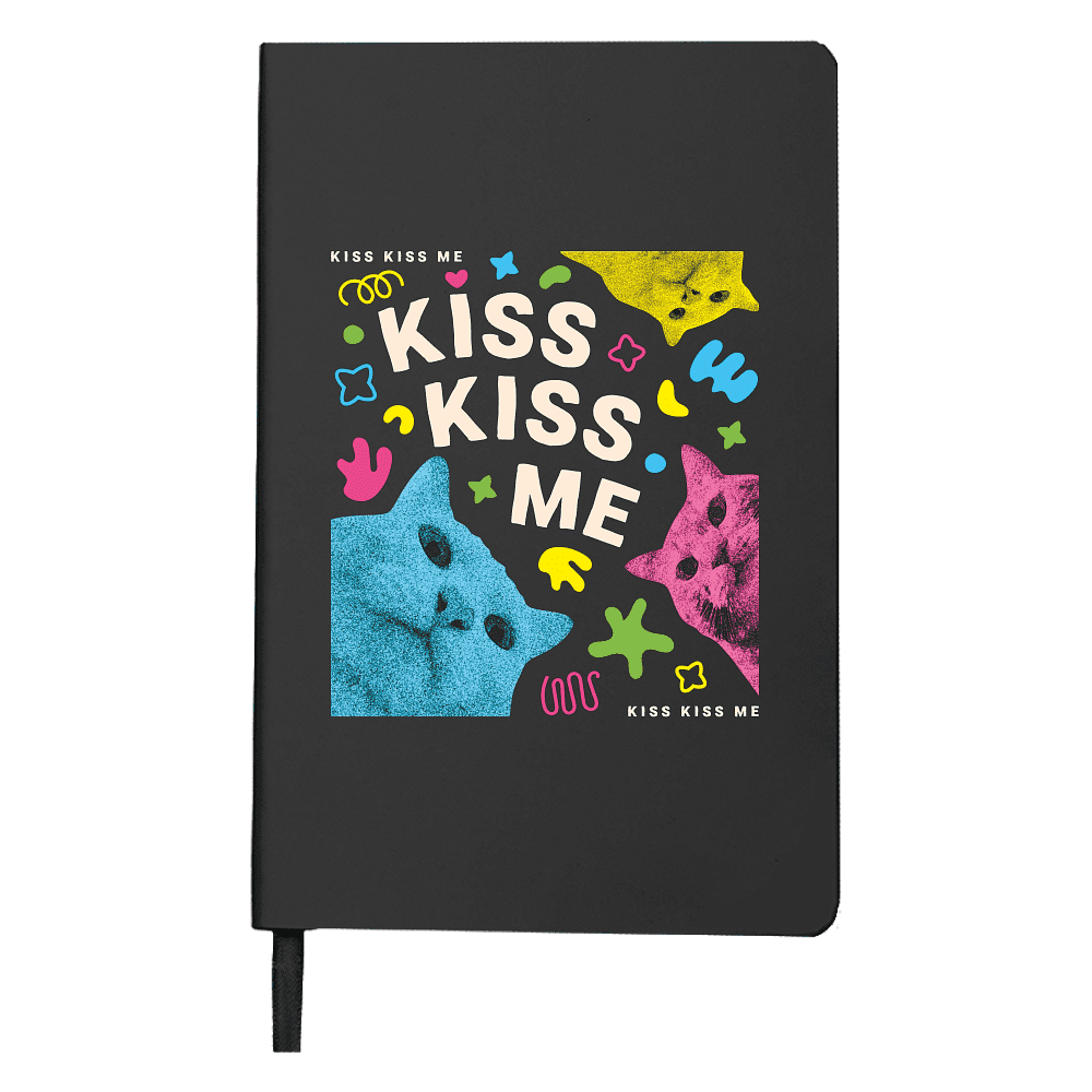 Блокнот "Simply Firm. Кiss kiss me", А5, 96 листов, линованный, черный