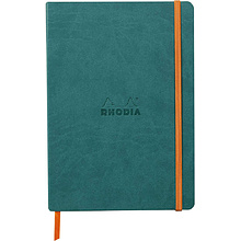 Блокнот "Rhodiarama" на резинке, A5, 80 листов, линейка, темно-зеленый