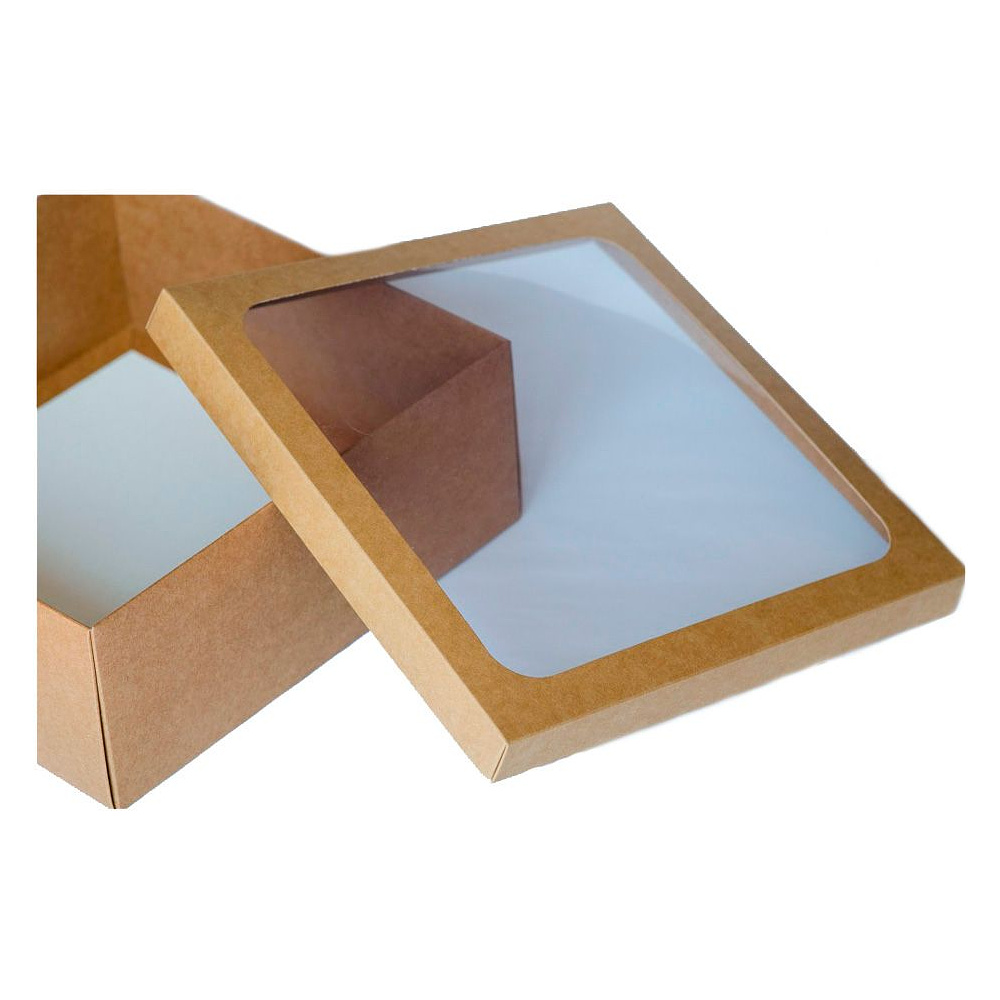 Коробка подарочная с прозрачным окном, 26х25.5х10 см, коричневый - 2