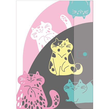 Папка-конверт на кнопке "Коты", А4, разноцветный