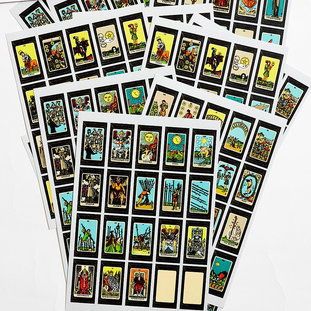 Комплект наклеек "Таро Артура Эдварда Уэйта", 4 комплекта по 80 карт-наклеек - 6