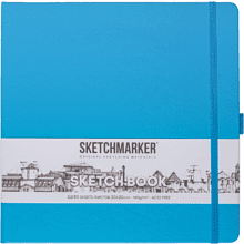 Скетчбук "Sketchmarker", 80 листов, 20x20 см, 140 г/м2, синий неон 