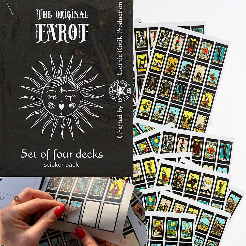 Комплект наклеек "Таро Артура Эдварда Уэйта", 4 комплекта по 80 карт-наклеек - 2