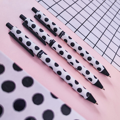 Ручка шариковая "ArtClick. Black polka dots", 0.5 мм, белый, черный, стерж. синий - 3