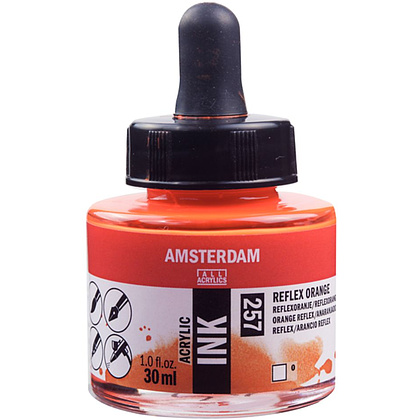 Жидкий акрил "Amsterdam", 257 флуоресцентный оранжевый, 30 мл, банка