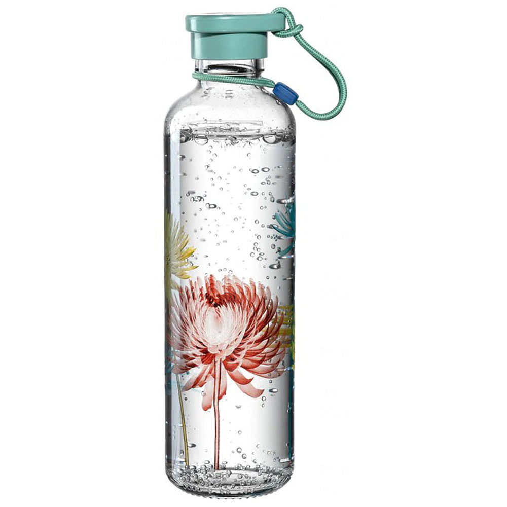 Бутылка для воды "Mint Flower", стекло, 750 мл, прозрачный, мятный - 2