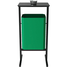 Урна уличная для мусора СТАНДАРТ с пепельницей, 35 л, металл, зелёный