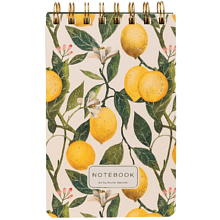 Блокнот "Flora. Paradise. Lemons", В6, 100 листов, линейка, спираль сверху, белый, желтый