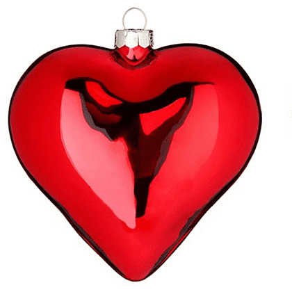 Украшение елочное "Сердце", 8 см, стекло, красный, глянцевый