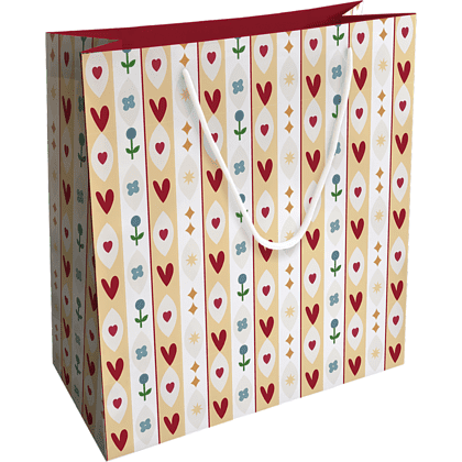 Пакет подарочный "Folk. Сердечки", 32х32х12 см, белый