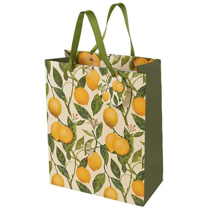Пакет бумажный подарочный "Flora. Лимоны", 26x32,4x13 см, желтый