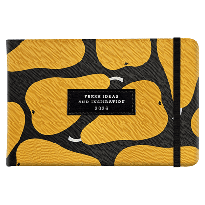 Еженедельник датированный "Pear" на 2026 год, А6, 128 страниц, на резинке, оранжевые груши