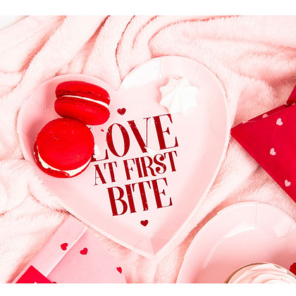 Тарелка бумажная "Love at first bite", 18.5 см, 6 шт, розовый - 2