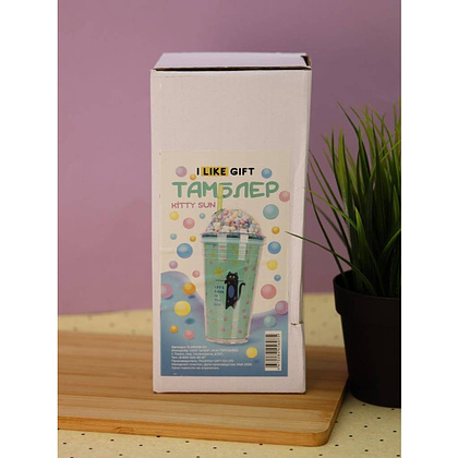 Кружка термическая "Тамблер. Kitty sun", 450 мл., пластик, с подсветкой, зеленый - 4