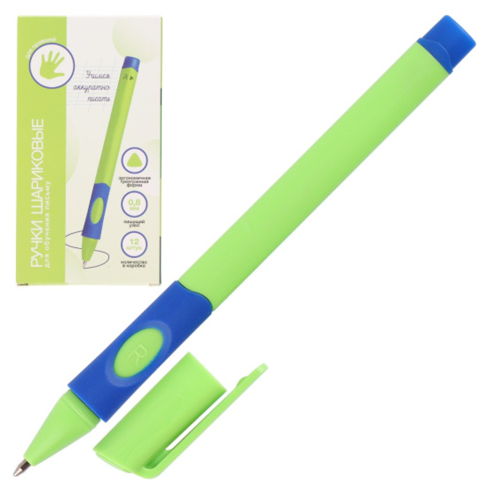 Ручка шариковая "276270", 0.8 мм, для правшей, зеленый, стерж. синий