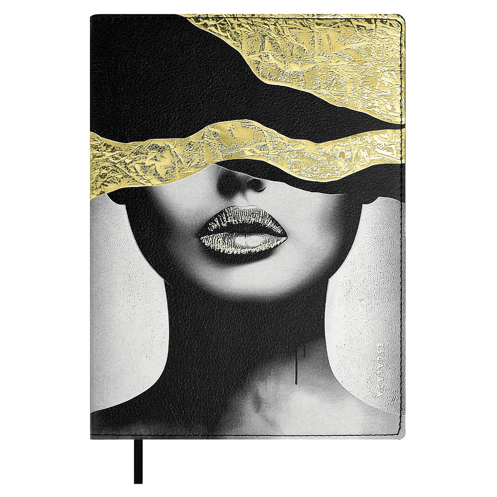 Книга записная "Красотка в золоте", А5+, 120 листов, клетка, чёрный