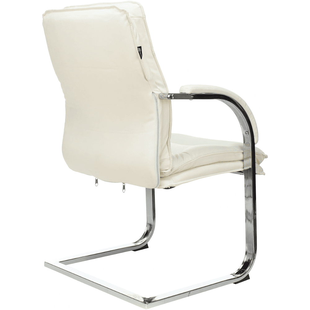 Кресло на полозьях "Бюрократ T-9927SL-LOW-V", натуральная кожа, слоновая кость, металл хром - 4