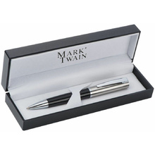 Ручка шариковая автоматическая Mark Twain "1338303", черный, серебристый, стерж. синий