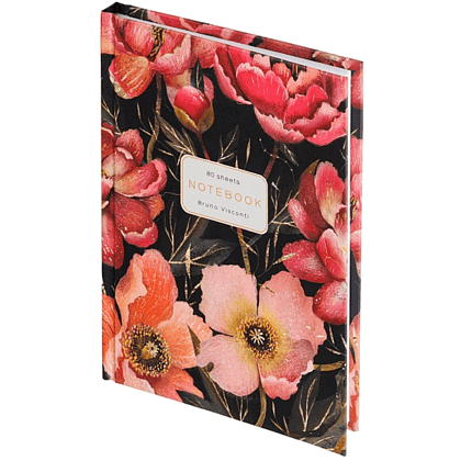 Блокнот "Flora. Pink Blossom", A6, 80 листов, клетка, черный, розовый
