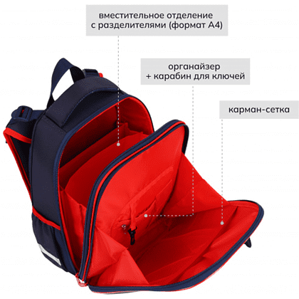 Рюкзак школьный "ERGO First Game Day",синий, красный - 5