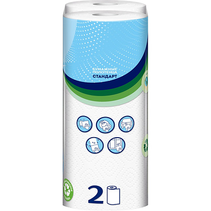 Полотенца бумажные Zemma Стандарт, 2 рулона, 2 слоя, белый - 3