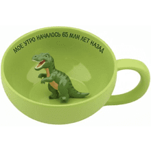 Кружка керамическая "Мое утро началось 65 млн лет назад", 340 мл, зеленый