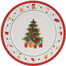 Тарелка "Новогодняя елка", фарфор, 19 см, белый, красный