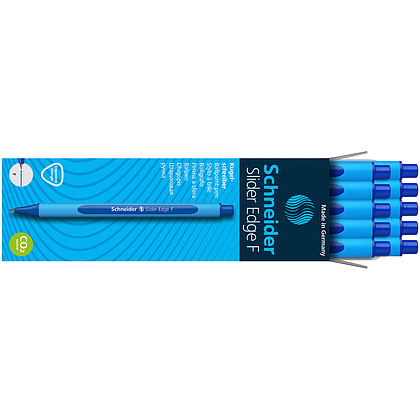 Ручка шариковая "Schneider Slider Edge F", голубой, синий, стерж. синий - 5