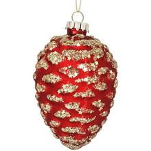Украшение елочное "Шишка", 10 см, стекло, красный