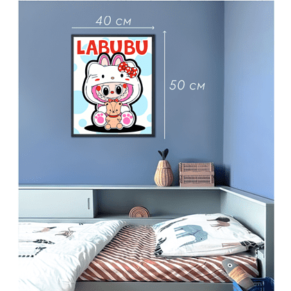 Набор для творчества "Labubu Hello Kitty", 40х50 см, красками по номерам - 2