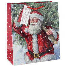 Пакет бумажный подарочный "Trad Santa", 26.5x14x33 см, ассорти