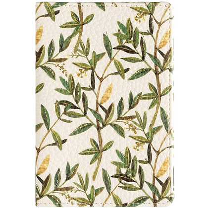 Обложка для паспорта "Flora. Олива", кожзам., белый, зеленый - 3