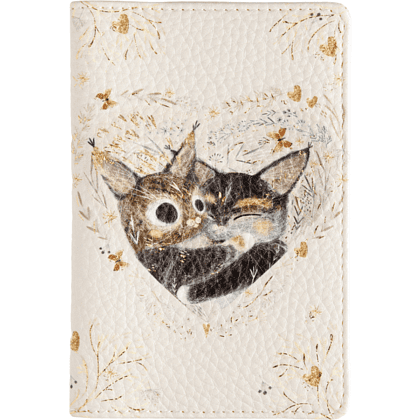 Обложка для паспорта "Love me. Котики приносят счастье", кожзам., бежевый