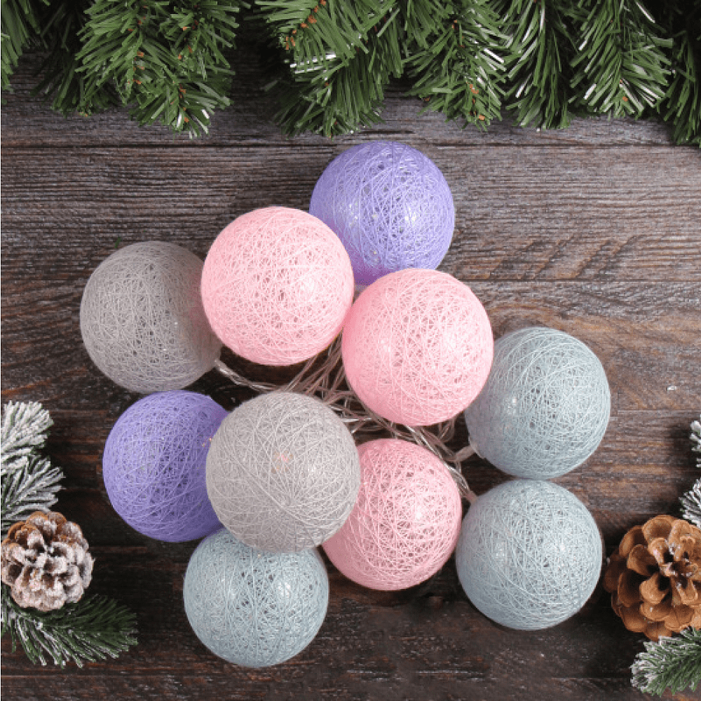 Гирлянда электрическая LED "Нить" с насадками "Шар", 2 м, тепло-белый - 3