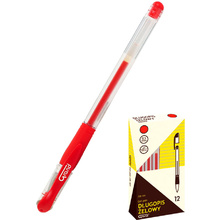 Ручка гелевая "GR-101", 0.5 мм, прозрачный, стерж. красный