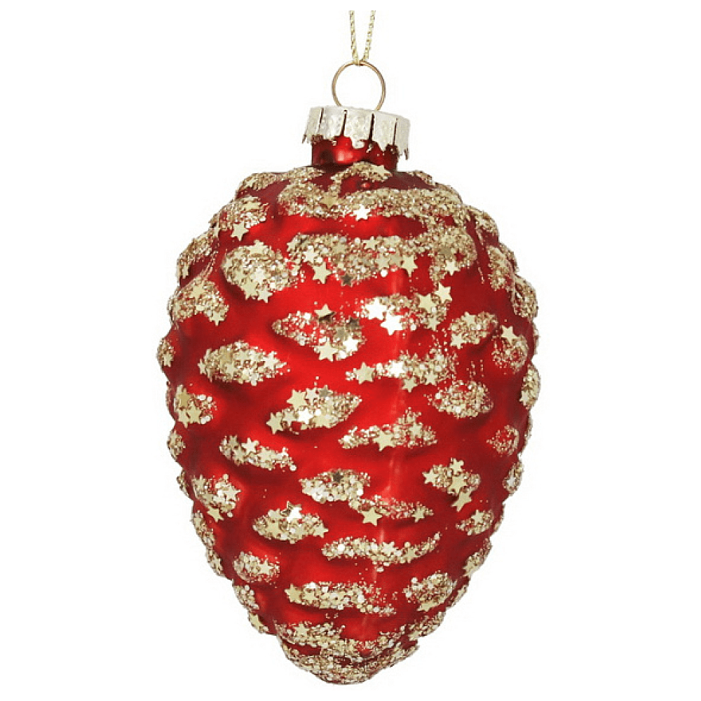 Украшение елочное "Шишка", 10 см, стекло, красный