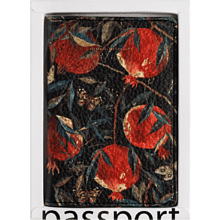 Обложка для паспорта "Flora. Гранат", кожзам., черный, красный