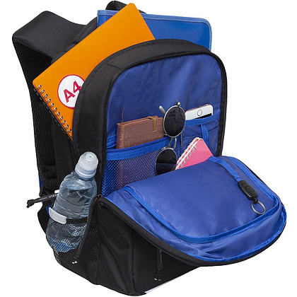 Рюкзак школьный "Greezly", с карманом для ноутбука, черный, синий - 4