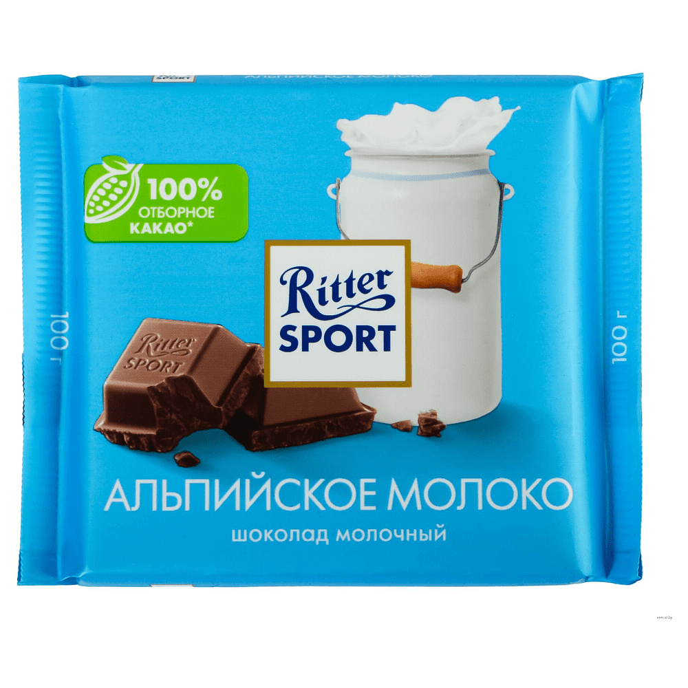 Шоколад молочный "Ritter Sport" 100 гр., альпийское молоко