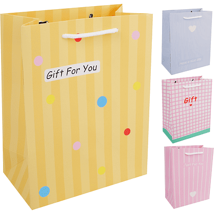 Пакет бумажный подарочный "Gift", 18х23х10 см, ассорти
