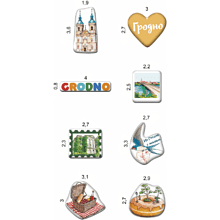 Набор наклеек объемных "Гродно", А6, 1 лист, 8 шт.