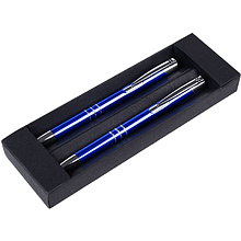 Набор "Claremont": ручка шариковая автоматическая и карандаш автоматический, синий, серебристый
