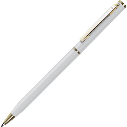 Ручка шариковая автоматическая "Slim", 0.7 мм, белый. золотистый, стерж. синий