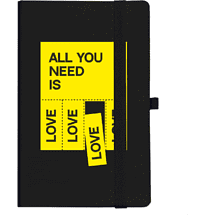 Бизнес-блокнот "All you need is love" на резинке, А5, в линейку, серый