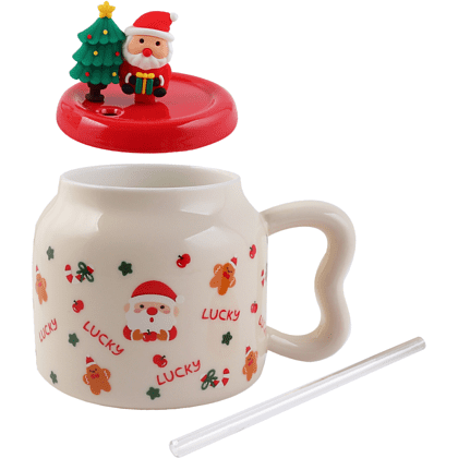 Кружка керамическая "Новый год", 450 мл, с крышкой, ассорти - 5