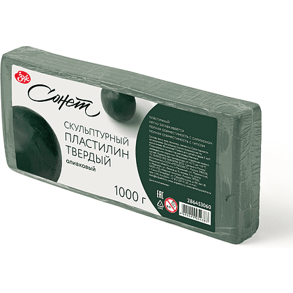 Пластилин скульптурный "Сонет", 1 кг, оливковый - 4