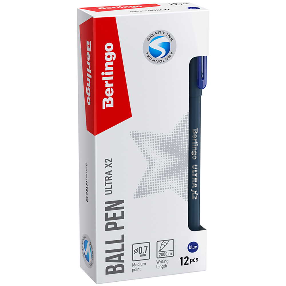 Ручка шариковая "Ultra X2", 0,7 мм, серый, стерж. синий - 5