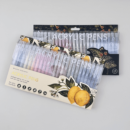 Набор ручек акриловых "Flora. Paradise. Lemons", шариковые, 1 мм., набор 24 шт. - 5
