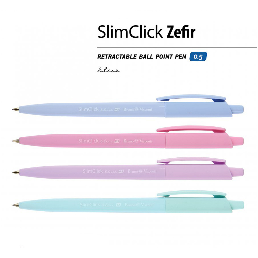 Ручка шариковая автоматическая "SlimClick Zefir", 0.5 мм, ассорти, стерж. синий - 2